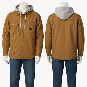 Genuine Dickies Men’s Hooded Work Jacket Brown Size Medium – Cotton Canvas with